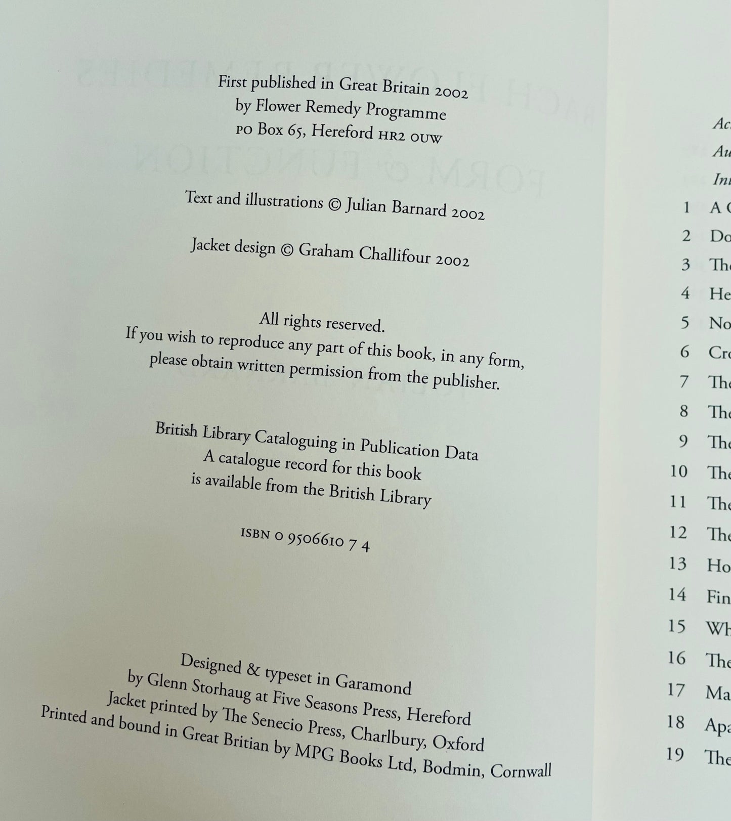 Bach Flower Remedies - Form & Function Hardback